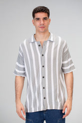 Mens Striped Half Sleeve Trico Shirt With Comfortable Practical Material And A Unique Summer Cut