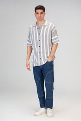 Mens Striped Half Sleeve Trico Shirt With Comfortable Practical Material And A Unique Summer Cut