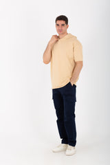 Mens Oversized Basic Plain T-shirt With Hood And Short Sleeves