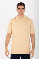 Mens Oversized Basic Plain T-shirt With Hood And Short Sleeves