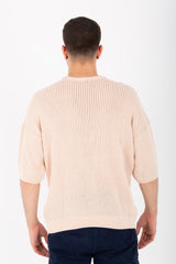 تي شيرت رجالي أساسي دائري بقصّة تريكو سليم فيت مصنوع من خامة عالية الجودة