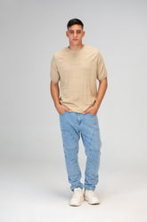 Mens Slim Fit Trico T-Shirt with Short Sleeves And Crew Neck