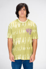 تي شيرت رجالي كبير الحجم مطبوع برقبة دائرية وأكمام قصيرة