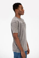 تي شيرت رجالي كبير الحجم بأكمام نصفية مغسول بالطماطم