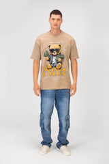 Men's Summer Melton Graphic Print Short Sleeve Oversized Half Sleeve T-Shirt