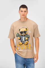 Men's Summer Melton Graphic Print Short Sleeve Oversized Half Sleeve T-Shirt