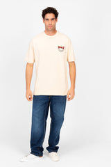 تي شيرت رجالي دائري مطبوع بقصّة عادية