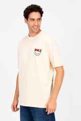 تي شيرت رجالي دائري مطبوع بقصّة عادية