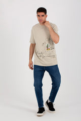 Mens Oversize Round Neck T-shirt With Short Sleeves And Full Print