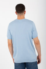 Mens Basic Plain Trico T-shirt With Round Neck And Short Sleeves