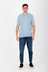 Mens Basic Plain Trico T-shirt With Round Neck And Short Sleeves