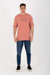 Mens Oversize Short-Sleeved Printed T-shirt Made Of Summer Melton Material
