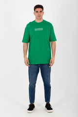 Mens Oversize Round T-shirt With Front And Back Print And Summer Melton Material