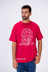 Men's Oversized Round Neck T-shirt Printed On The Front And Back