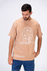 Men's Oversized Round Neck T-shirt Printed On The Front And Back