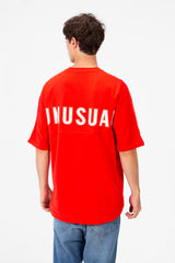 Men's Tomato Oversized Summer Melton Short Sleeves T-Shirt With Back Text Print