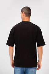 Men's Oversized Round Neck Short Sleeves Front Text Print Melton T-shirt