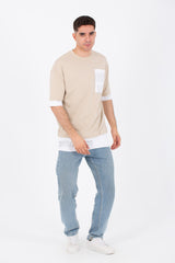 Mens Oversize Basic T-shirt With A Round Neck And Front Print