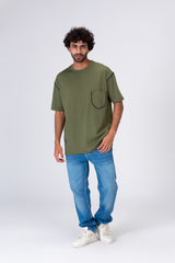 Mens Oversize Fit Crew Neck T-shirt With A Unique Cut