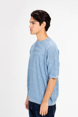 تي شيرت رجالي من قماش التريكو بأكمام قصيرة ورقبة دائرية