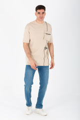 Men's Oversize Round Neck T-shirt With Front Print And Modern Fit