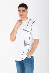 Men's Oversize Round Neck T-shirt With Front Print And Modern Fit