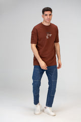 تي شيرت رجالي كبير الحجم بأكمام قصيرة ورقبة دائرية ومصنوع من مادة ميلتون