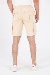 Mens Gabardine Shorts With Elastic Waistband And Modern Side Pockets