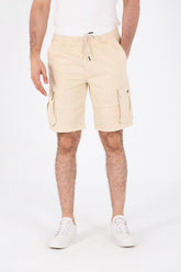 Mens Gabardine Shorts With Elastic Waistband And Modern Side Pockets