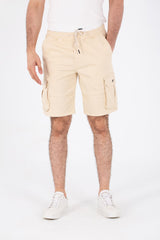 Mens Gabardine Shorts With Elastic Waistband And Modern Side Pockets