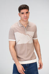 Mens Slim Fit Polo Trico T-Shirt With Zip Up Collar And Short Sleeves