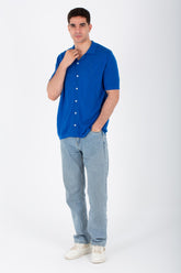 Mens Slim Fit Woven Trico Shirt With Short Sleeves And A Modern Fit