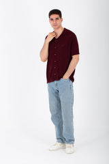 Mens Slim Fit Woven Trico Shirt With Short Sleeves And A Modern Fit