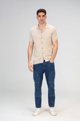 Mens Half Sleeve Trico Shirt With Comfortable Practical Material And A Unique Summer Cut