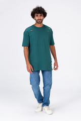 تي شيرت رجالي كبير الحجم بأكمام قصيرة ورقبة دائرية