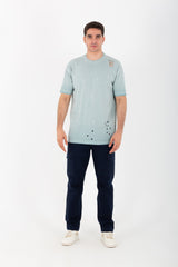 Mens Oversized Crew Neck Half Sleeves Cutting T-shirt