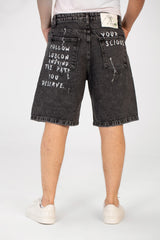 Men's Tomato Cutting Printed Five Pockets Denim Short