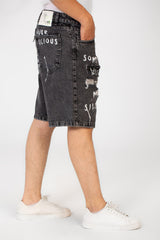 Men's Tomato Cutting Printed Five Pockets Denim Short