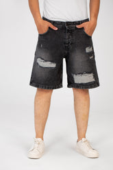 Men's Cutting Denim Short With Five Pockets And Essential Details