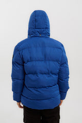 جاكيت رجالي كاجوال منفوخ بسحاب كامل وأزرار وغطاء رأس ومقاوم للماء بتصميم فريد