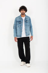 Men's Denim Casual Slim Fit Basic Jackets With Front Pockets