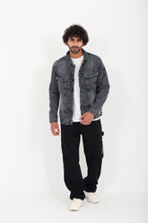 Men's Denim Casual Slim Fit Basic Inside Fur Jackets With Front Pockets