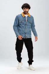 Men's Casual Denim Slim Fit Jackets With Inside Fur