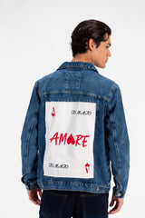 Men's Tomato Long Sleeve Denim Jacket with Pockets