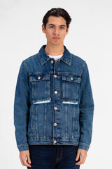 Men's Tomato Long Sleeve Denim Jacket with Pockets