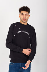 سويت شيرت رجالي بطبعة أمامية مبطنة ورقبة دائرية