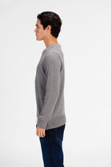 Men's Half & Half Round Neck Cotton Knitted Pullover