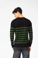 Men's Striped Sweater Pullover With Round Neck And Long Sleeves