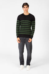 Men's Striped Sweater Pullover With Round Neck And Long Sleeves