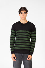 Men's Striped Sweater Pullover With Round Neck And Long Sleeves